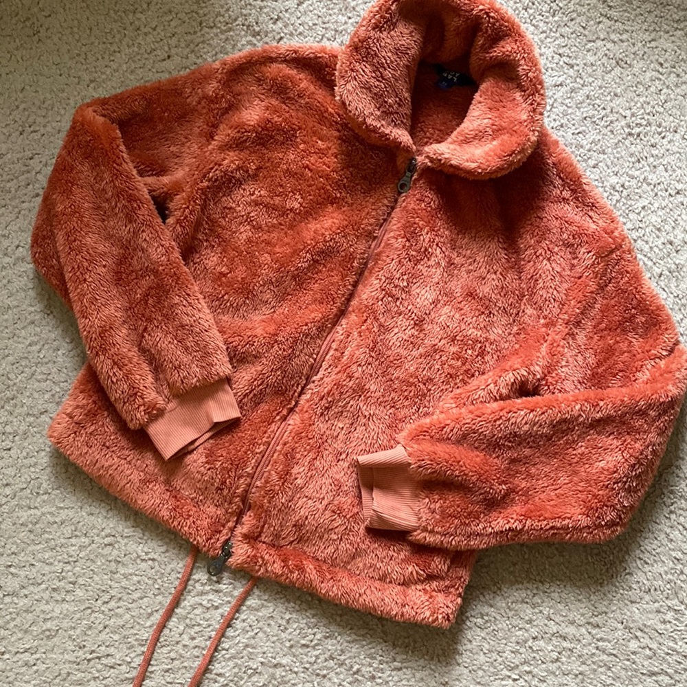 Joylab Cropped Teddy Sweatshirt Jacket